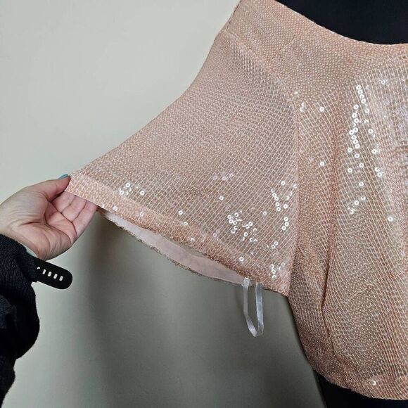 Free People Night Fever Peach Sequin Blouse - Picture 3 of 12